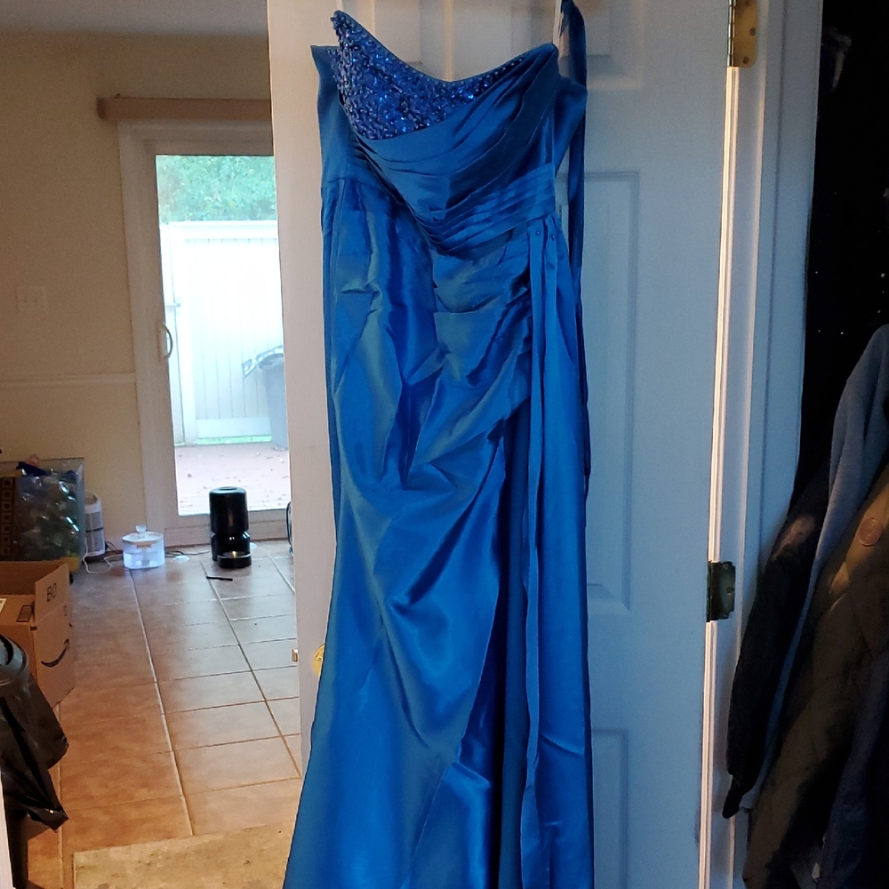 Strapless Blue Evening Dress